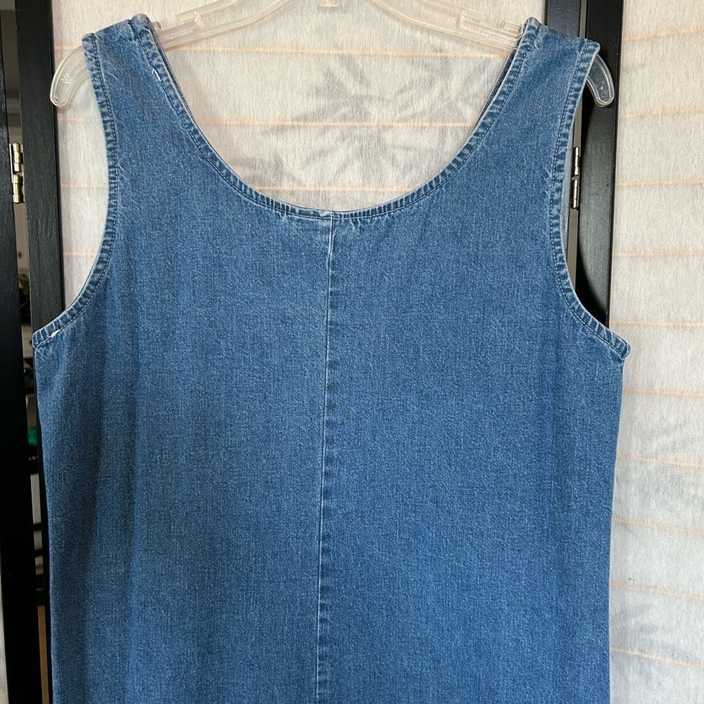 VTG Nina Piccalino 90s Blue Denim Jumper Maxi Dress Cottagecore 10 Cotton - Picture 5 of 8